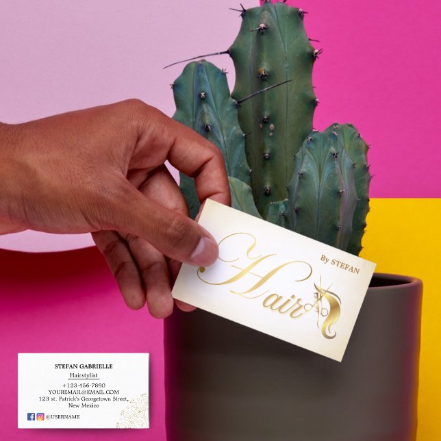 Frisör Visitkort - Rose Gold Script (Hair Stylist Business Cards - Rose Gold Script")