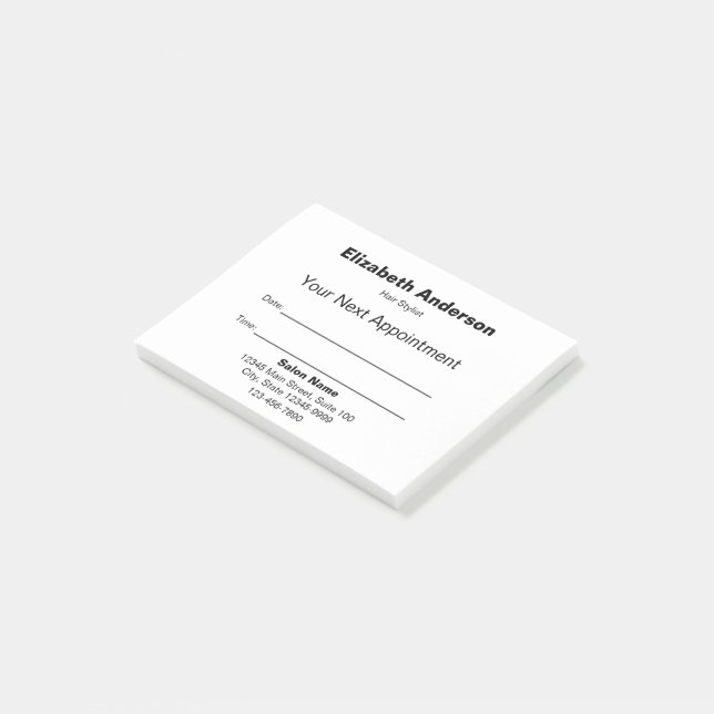 Frisör Vit påminnelse om ditt nästa möte Post-it Block (Vinklad)