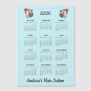 Frisördesign 2026 Kalender Magnetkort