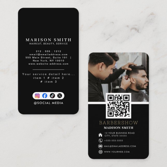 Frisörsalong Frisör Professionell Barberare Visitkort (Fram/baksida)
