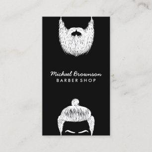 Frisörsalong Hipster Man Skägg Svart Barberare Visitkort