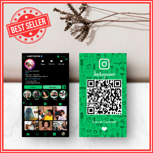 Frisörsalong Instagram Grön    Social Media QR-kod Visitkort
