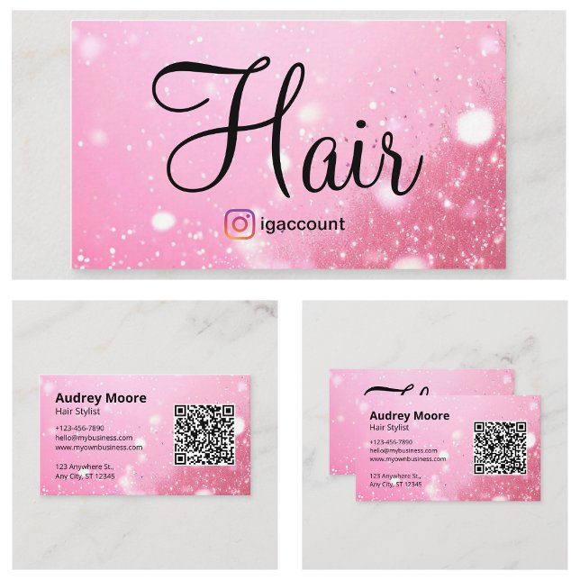 Frisörsalong med rosa hår visitkort (Pink Hair Stylist Hair Salon Business Card
)