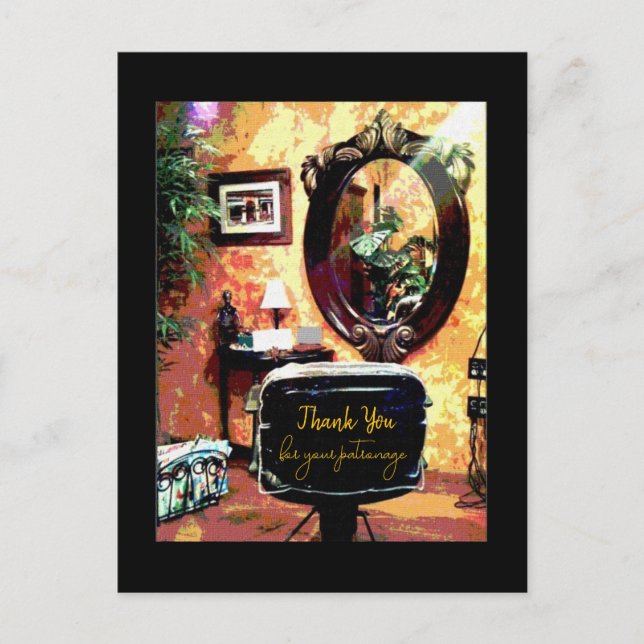 Frisörsalong Tack för din patronage Vykort (Framsida)