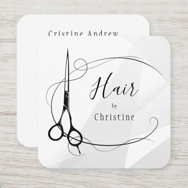 Frisörsalong Visitenkort | Mall Fyrkantigt Visitkort (hair salon business card)
