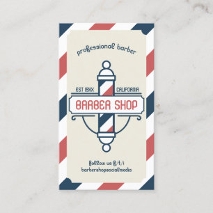 Frisörsalongstjänster Vintage Pole Logo Barberare Visitkort