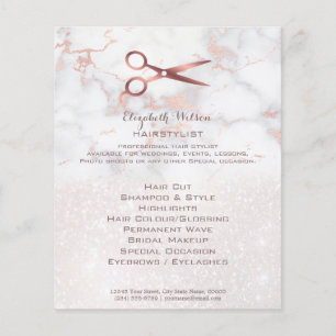 frisörsax på rosa marble flygblad