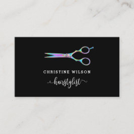 frisörsax på svart visitkort