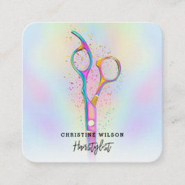 frisörsax pastel färg fyrkantigt visitkort