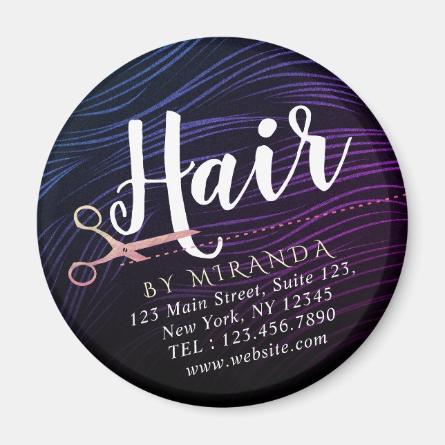 Frisörskärare Skönhet Rosa Guld Saxar Magnet (Framsidan)