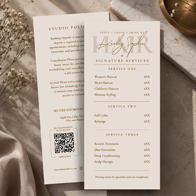 Frisörskönhetssalong Sand Prislista QR-koder Meny (Hair Stylist Beauty Salon Sand Price List QR Codes Menu
)