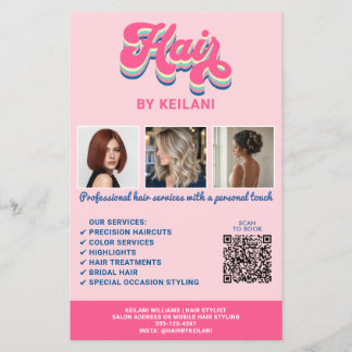 Frisörtjänster 3 Bilder Groovy QR-kod Flygblad