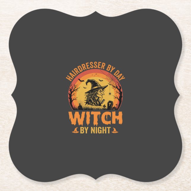 Frissör På Dag Häxa På Natt Halloween Design Underlägg Papper (Framsida)
