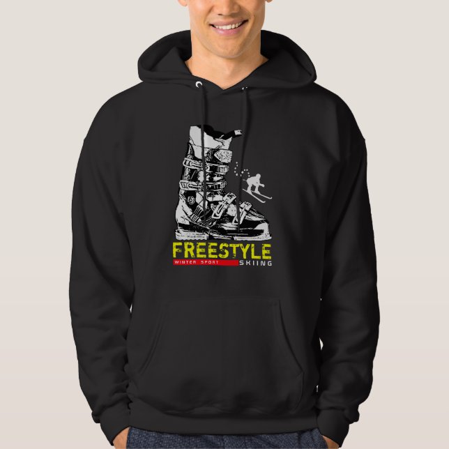 Fristilen skidar vintersporttröjan skidar kängan sweatshirt med luva (Framsida)
