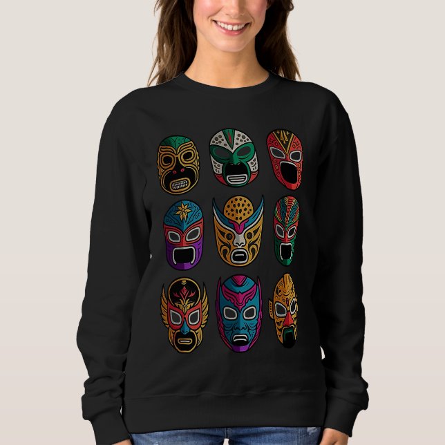 Fristilsbrottning Retro Lucha Libre Masker T Shirt (Framsida)