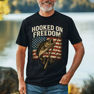 Fritad på Frihetsfiske i USA flagga T Shirt