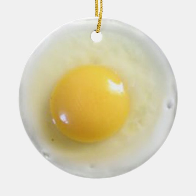 friterat äggfoto julgransprydnad keramik (Framsidan)