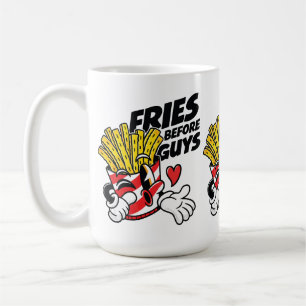 Frites före killar – Fräcka tecknade franska pomme Kaffemugg