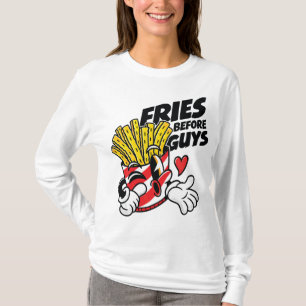 Frites före killar – Fräcka tecknade franska pomme T Shirt