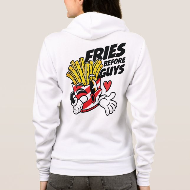 Frites Innan Killar – Fräcka Tecknade Pommes Frite T Shirt (Baksida)