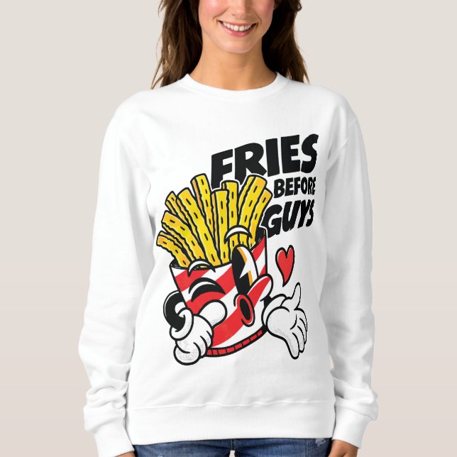 Frites Innan Killar – Fräcka tecknade pommes frite T Shirt (Framsida)