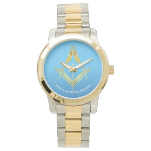 Fritidsgåvor Light Blue Silver Guld Masonic Armbandsur