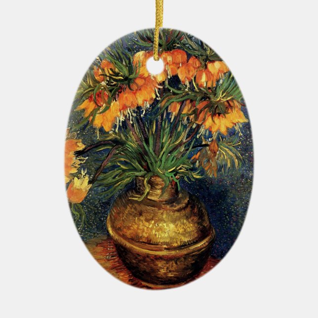 Fritillärare i en koppar Vas av Vincent van Gogh Julgransprydnad Keramik (Framsidan)