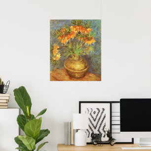 Fritillärare i en koppar Vas av Vincent van Gogh Poster