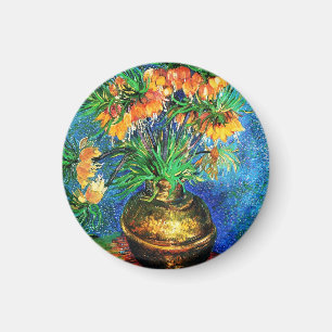Fritillärer i en koppar Vas Van Gogh Fine Art Magnet