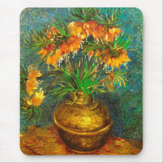 Fritillärer i en koppar Vas Van Gogh Fine Art Musmatta