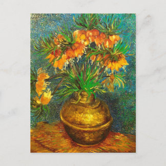 Fritillärer i en koppar Vas Van Gogh Fine Art Vykort
