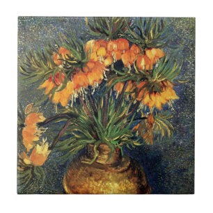 Fritillaries i en kopparvas av Vincent van Gogh Kakelplatta