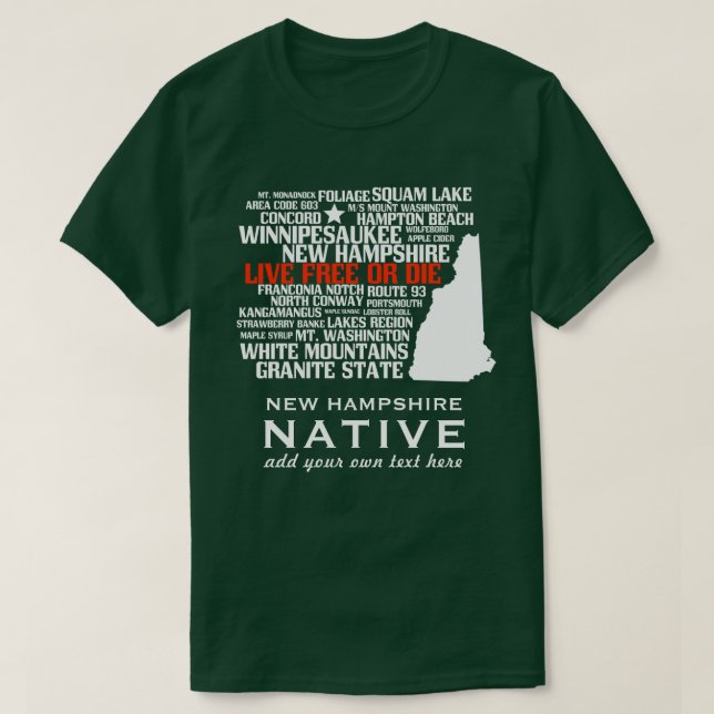 Fritt eller matris för New Hampshire inföding Tee (Design framsida)