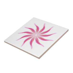 Fritt Flödande Blommig Snygg I Rosa Blad Konst Kakelplatta