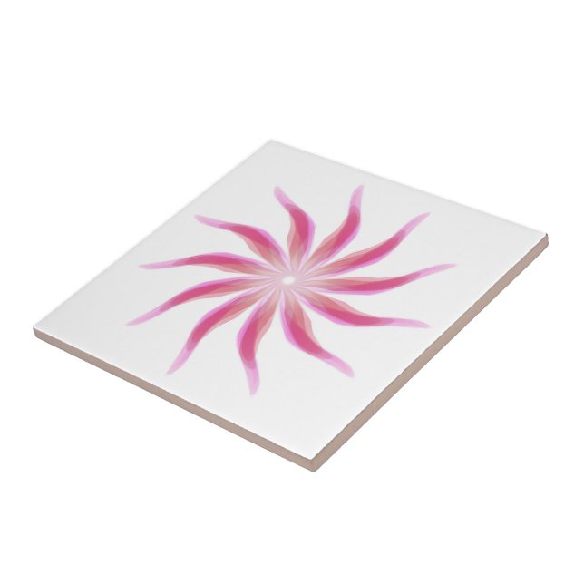 Fritt Flödande Blommig Snygg I Rosa Blad Konst     Kakelplatta (Sidan)