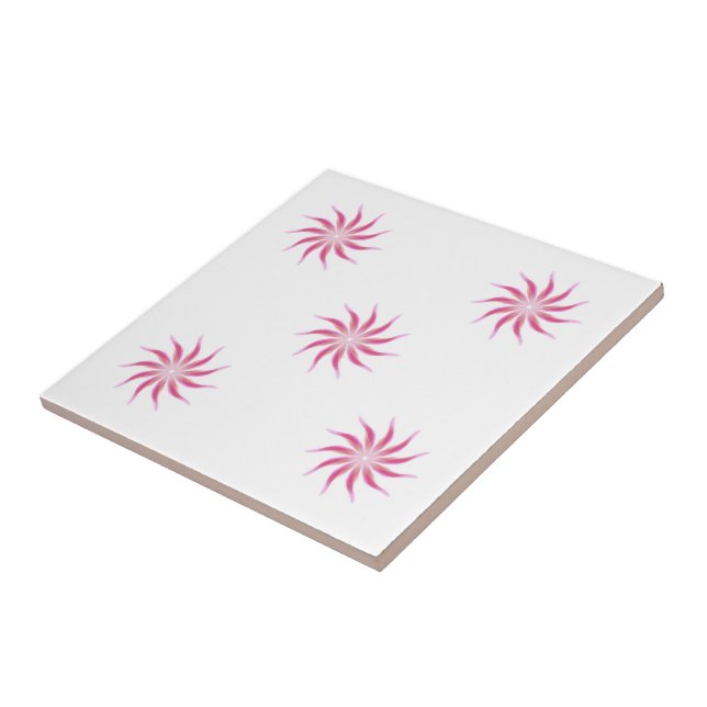Fritt Flödande Blommig Snygg I Rosa Blad Konst     Kakelplatta (Sidan)