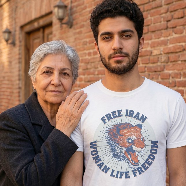 Fritt Iran-protest | Ilsken blå lejon T Shirt (Free Iran Protest | Angry Lion Blue T-Shirt)