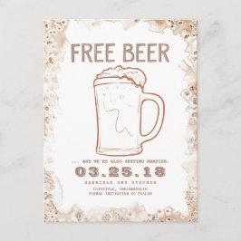 Fritt öl | Rustic Funny Spara datumet Meddelande Vykort