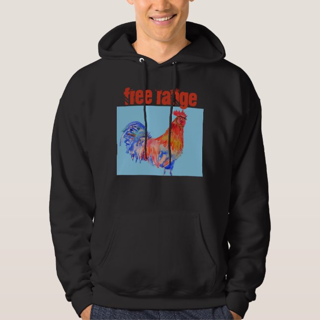 Fritt område för vattenfärgen Tupp Cockerel Hoodie (Framsida)