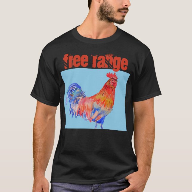 Fritt område för vattenfärgen Tupp Cockerel T Shirt (Framsida)