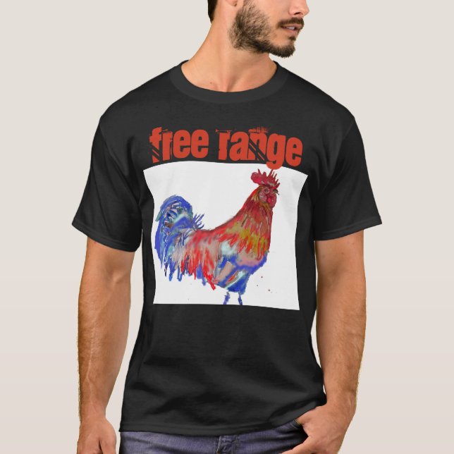 Fritt område för vattenfärgen Tupp Cockerel T Shirt (Framsida)