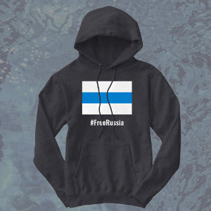 Fritt Ryssland - Engelska - vit blå vit Flagga Hoodie