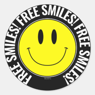 Fritt Smiles Smilie Sticker Runt Klistermärke