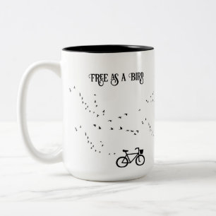 Fritt som en fågel Cykelliv Svart och vitt konst Två-Tonad Mugg