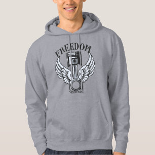 fritt vingar-pistons vintage motorcykel hoodie