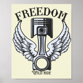 fritt vingar-pistons vintage motorcykel poster