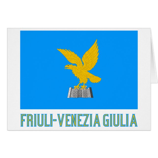 Friuli-Venezia Giulia flagga med namn Hälsningskort (Framsidan Horizontal)