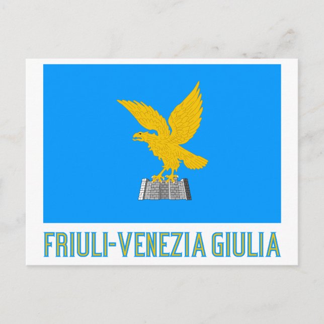 Friuli Venezia Giulia flagga med namn Vykort (Framsida)