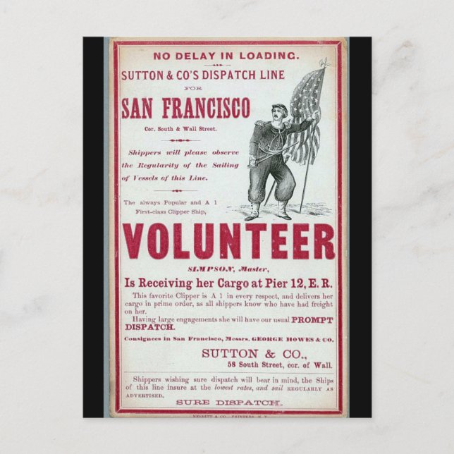 Frivillig Clipper Sailing 1900 Vykort (Framsida)