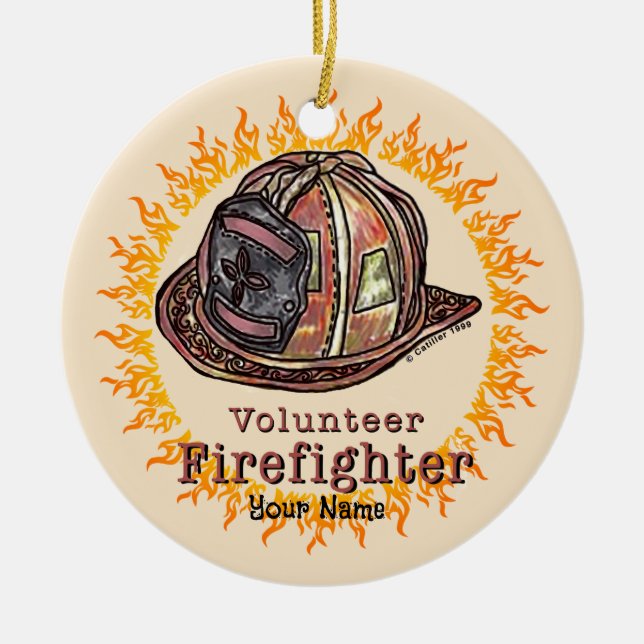 Frivillig Firefighter Ceramic Ornament (Framsidan)